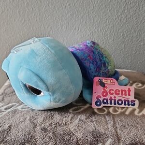 Scent Sations Plush Turtle - Blue with Multicolor Shell NWT